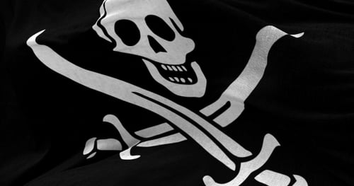 Animated Pirate Flag Waving - Jolly Roger Black and White