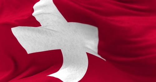 Waving Switzerland Flag Realistic Animation Loop