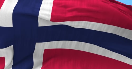 Realistic Waving Flag of Norway in Slow Motion