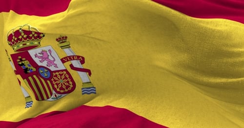 Waving Spanish Flag with Coat of Arms Loop