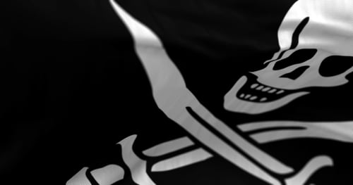 Realistic Waving Jolly Roger Pirate Flag