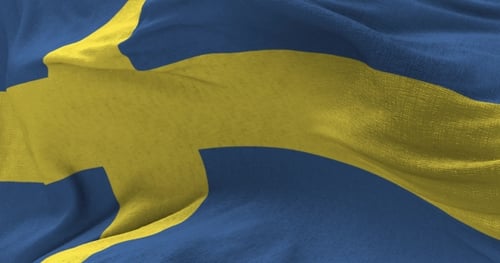 Realistic Waving Sweden Flag Loop Animation