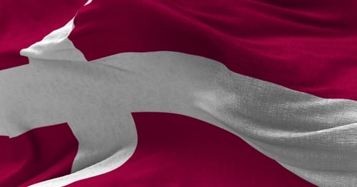 Waving Denmark Flag Realistic Fabric Animation