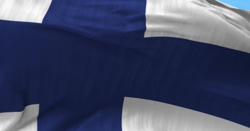 Finland National Flag Waving with Realistic Fabric