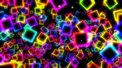 Abstract Glowing Neon Squares Looping Motion Background