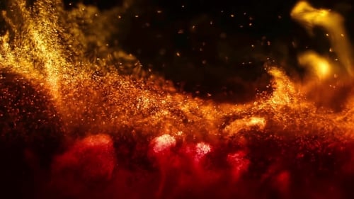 Dynamic Abstract Fiery Particles Flowing Background