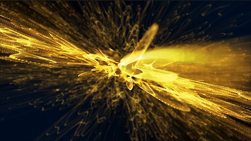 Golden Fluid Particles Abstract Background Opener