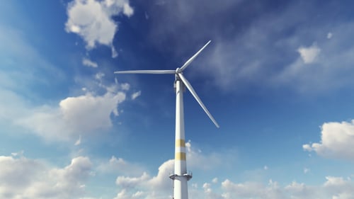 Wind Turbine Rotating for Renewable Clean Energy Animation