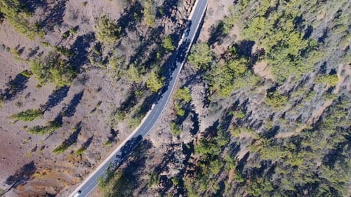 Aerial View of Road Over Clouds on Teide Mountains in Tenerife, Canary Islands