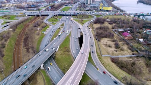 Aerial View of a Freeway Intersection