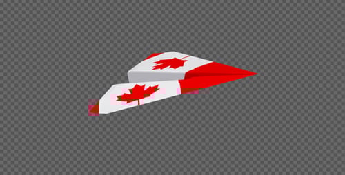 Animated Canadian Flag Paper Airplane Flying on Transparent Background