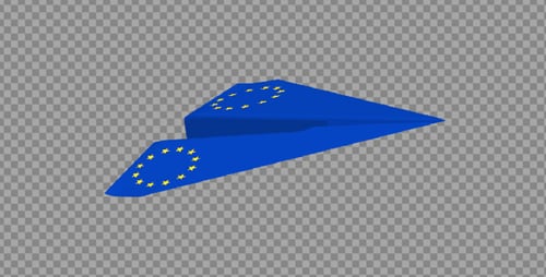 Flat Design European Union Flag Paper Plane Animation