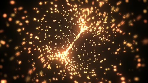 Golden Glittering Star Particles Bursting Background