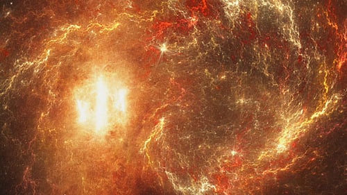 Cluster of Red Nebulae in Space