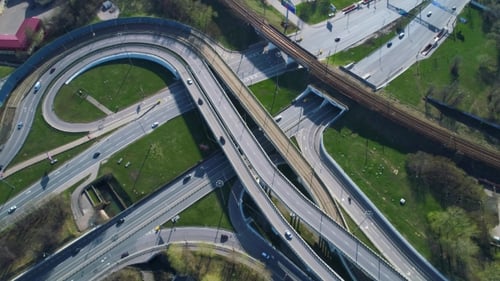 Aerial View of a Freeway Intersection