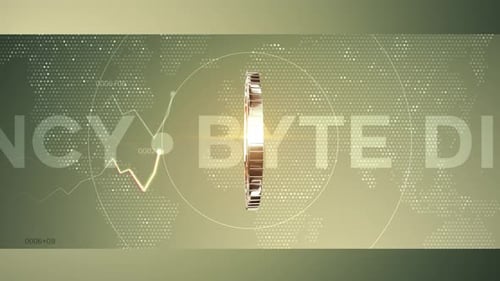 06 - 9 Rotating BYTECOIN Cryptocurrency Background 4K