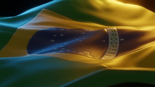 Dynamic 3D Brazilian Flag Waving Loop Animation
