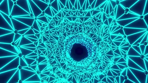 Vibrating Plexus Structure of Blue Color of Connected Lines on a Dark Blue Background