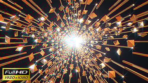 Abstract Geometric Tunnel Motion with Glowing Particles and Light