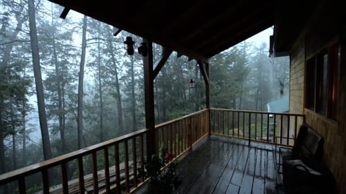 Extreme Rain Storm View From Deck of a House