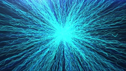 Abstract Glowing Blue Particle Lines Expanding Network Background