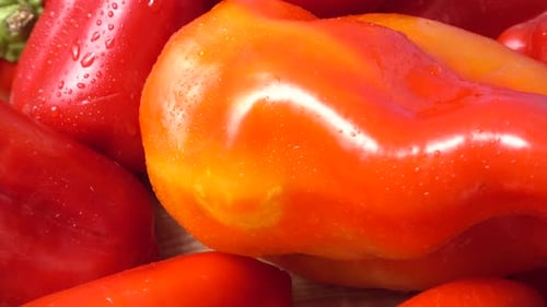 Close-up of Fresh Red and Orange Peppers