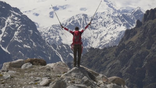Female Hiker Reached Mountain Peak