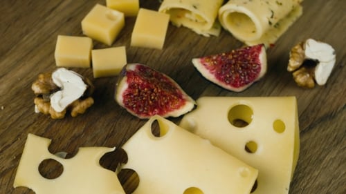 Artistic Food Still Life with Cheese and Figs