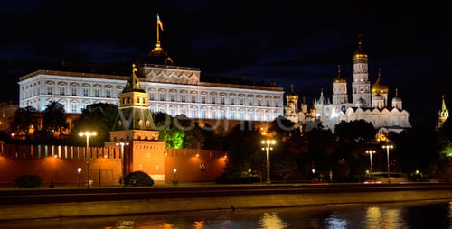 Moscow Kremlin Illuminated at Night