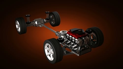 Car Chassis with Engine
