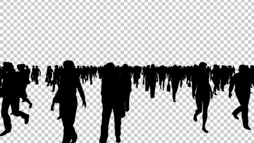 Crowd of Walking Silhouettes Loop Animation