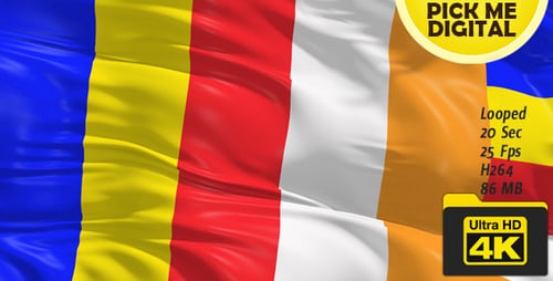 Realistic Waving Buddhist Flag Loop Background Animation