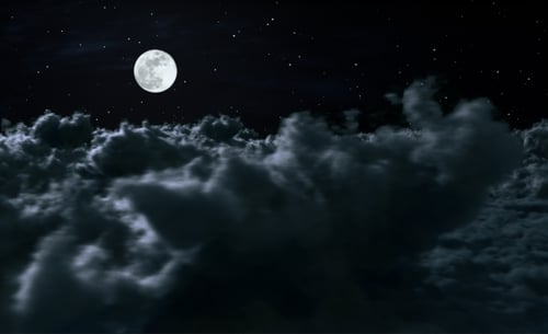 Dark Moving Clouds with Moon and Stars Alpha Channel