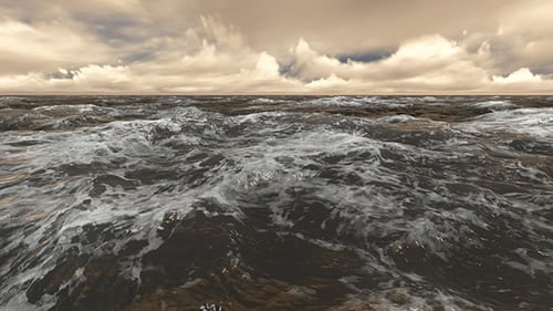 Realistic Ocean Waves Under Dynamic Cloudy Sky