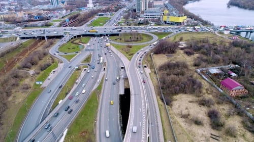 Aerial View of a Freeway Intersection