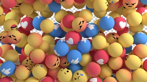 Dynamic 3D Social Media Reaction Emojis Transition