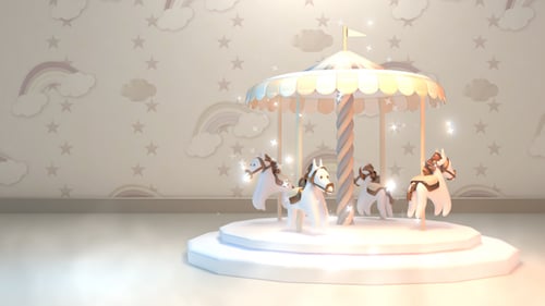 Whimsical Animated Carousel with Twinkling Stars and Horses