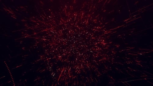 Futuristic Red Digital Data Grid Tunnel Background Animation