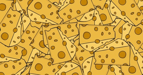 Seamless Looping Cartoon Cheese Slices Flat Design Background