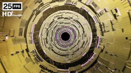 Golden Sci-Fi Circuit Tunnel Animated Background