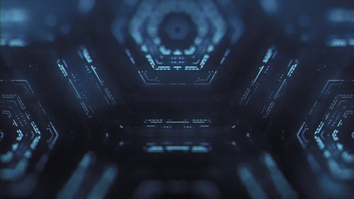 Futuristic Digital Hexagon Tunnel Background