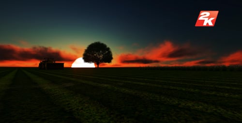 Sunset Tractor On The Field