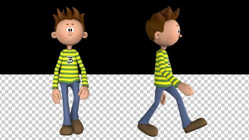 3D Animated Cartoon Boy Walking Cycle