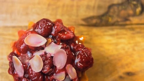 Berry Tart with Almonds Close Up