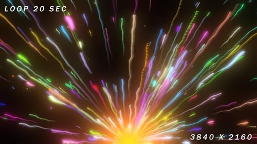 Vibrant Neon Light Trails Burst Celebration Background