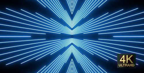 Blue Neon Lines Geometric Tunnel Loop Background