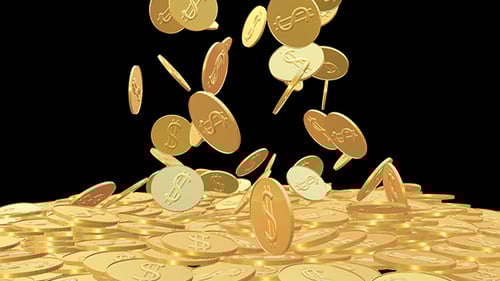 Animated Falling Gold Coins with Dollar Signs