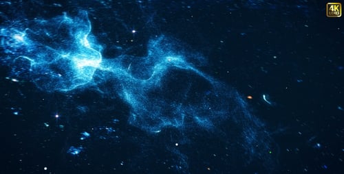Fluid Blue Cosmic Energy Particles Background