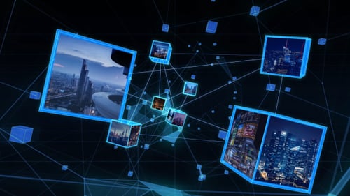 Digital Network Cube Logo Intro with Glitch Effect