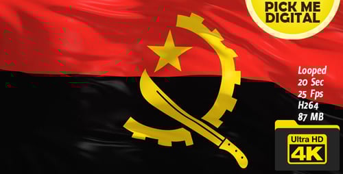 Angola National Flag Realistic Waving Loop Animation